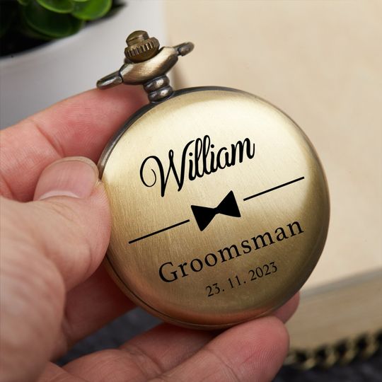 Personalized Pocket Watch,Custom Name Pocket Watch,Wedding Gift,Best Man Gift,Groomsmen Gifts,Father of Groom Gift,Gift for Him,Dad