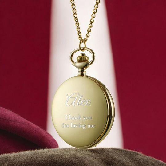 Personalized POCKET WATCH Pocketwatch Groomsmen Gift for Him Dad Men Silver Graduation Wedding Birthday