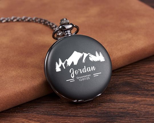 Personalized Pocket Watch - Groomsmen Gift, Best Men Gifts, Wedding Party Keepsake with Gift Box