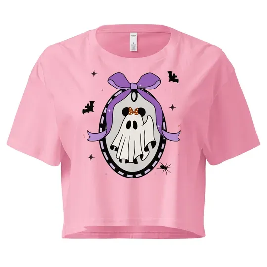 Coquette Halloween Ghost Crop Top, Spooky Cute Magic & Believer Shirt