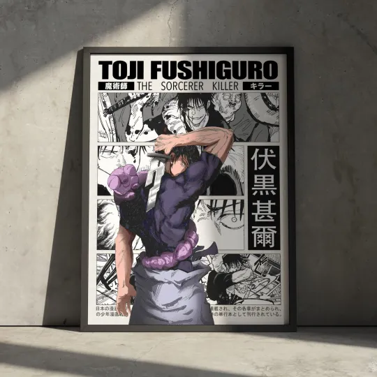 Toji Fushiguro Jujutsu Satoru Anime Poster, JJK Manga Vintage Wall Decor Print