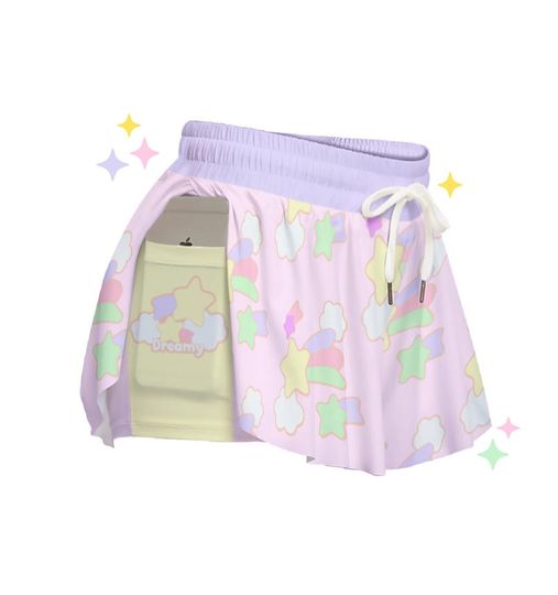 Dreamy Pink Flowy Shorts | Candycore Soft Pastel Alt clothing, Y2K Dreams, Kawaii Short