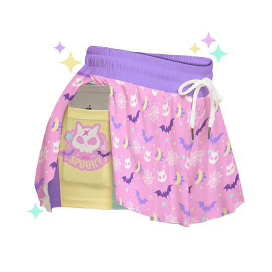 spooky cute Flowy Shorts | Candycore Spooky Pastel Alt clothing, Y2K Halloween, Kawaii Short