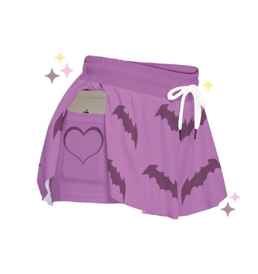 Succubus Flowy Shorts | Purple Bats Goth Clothing | Spooky Cute Gift For Her