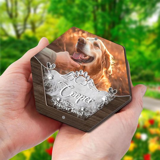 Custom Pet Hair Storage Box with Photo, Pet Fur Keepsake, Memorial Jewelry, and Tooth Keepsake