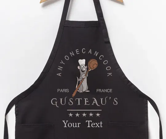 Custom Ratatouille Embroidery Apron, Chef Mouse Apron, Chef Remy Gusteau's Apron, Ratatouille Anyone Can Cook Kitchen Mom Gifts, Disney Apron