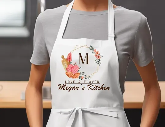 Custom Letter Monogram Apron, Gift For Her, Gift For Mom, Aprons For Women, Cute Kitchen Apron