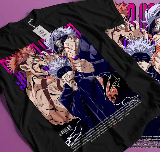 Satoru Gojo Vs Sukuna Yuji Itadori Jujutsu Satoru Manga Anime T-Shirt Unisex 455