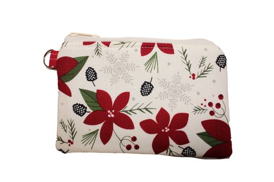 Poinsettia on Cream  Holiday Coin Purse