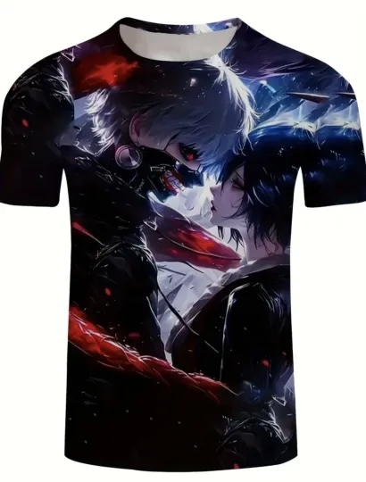 Toky Ghoul Ken Kaneki With Kaya 3D Printed Double Sided T-shirt