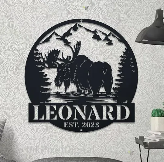 Personalized Moose Metal Sign, Metal Moose Sign, Hunting Sign, Hunter Name Sign, Gift for hunter