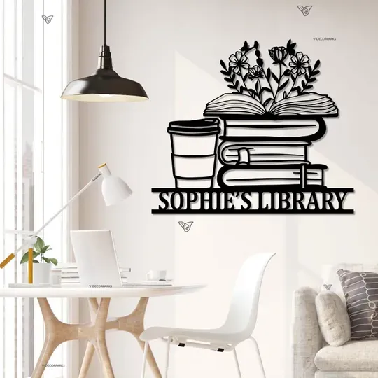 Personalized Books Metal Sign, Bookshelf Sign, Library Decor, Reading Room Sign, Books Metal Wall Art