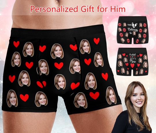 Personalized Face Boxer Sets for Men and Women, Custom Wedding Gift, Anniversary Gift, Boyfriend Birthday Present