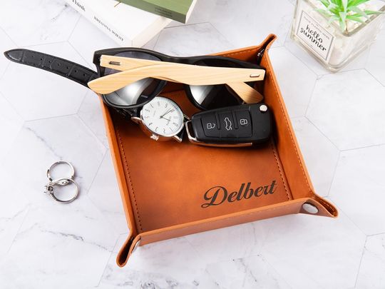 Full Grain Leather Valet Catchall Tray,Vegan Leather Valet Tray,Father's Day Gifts