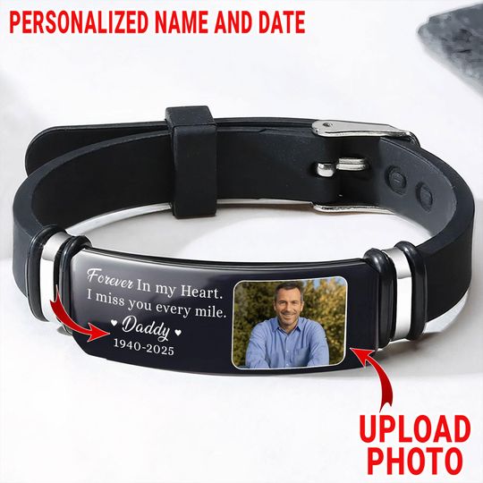 Personalized Photo Dad Bracelet, Loss of Father Gift, Custom Remembrance Gift, Sympathy Gift for Loss of Dad