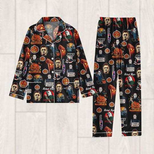 Michael Myers Halloween Pajamas Set, Horror Movie Fan Sleepwear, Women's Boogeyman Pajamas