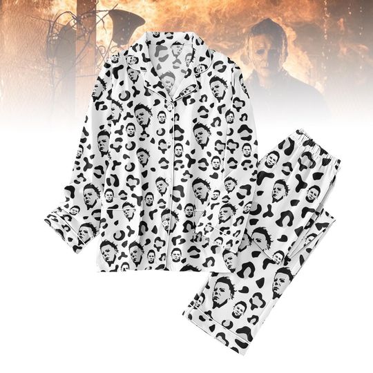 Michael Myers Pajamas Set for Adults, Halloween Horror Night Sleepwear, Scary Movie Matching Pajamas, Spooky Season Loungewear
