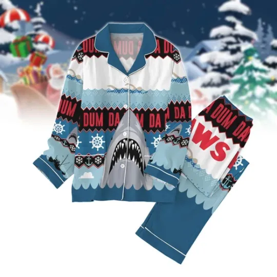 Santa Jaws Christmas Pajama Set for Adults