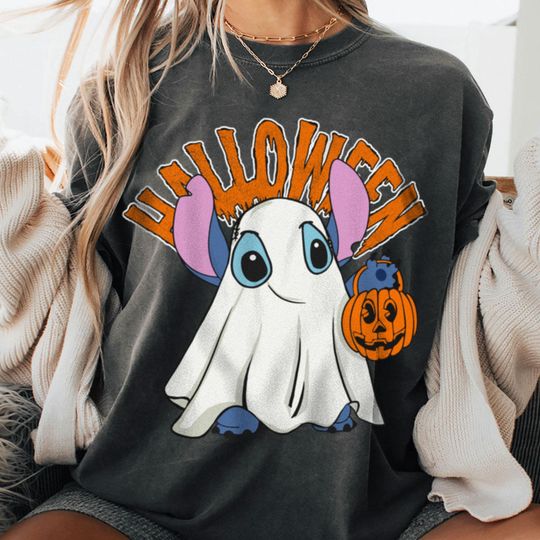 Stitch Boo Ghost Shirt, Spooky Season Shirt, Fall Season Trip Shirt, Halloween Party Tee