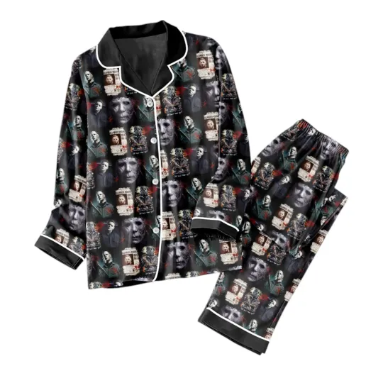 Michael Myers Horror Movie Pajama Set Women’s Button-Down Sleepwear