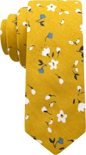 Mantieqingway Men's Cotton Printed Floral Neck Tie Skinny Tie