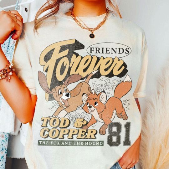 Tod and Copper The Fox and the Hound T-Shirt, Valentine Gift, Trending Unisex Tee, Disneyland Vacation Trip Family Gift 2025