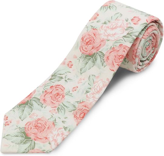 Floral Cotton Skinny Tie for Men – Linen Printed Neckwear