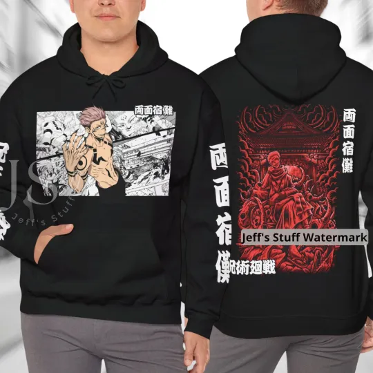 Ryoumen Sukuna Hoodie Jujutsu Satoru Anime Manga Hooded Pullover Sweatshirt Gift