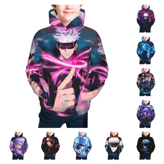 Satoru Gojo Jujutsu Satoru Teens Hoodies Casual Pullover Sweatshirts 7-20 Years