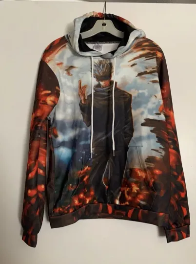 Large XL Jujutsu Satoru 3D Anime Saturo Gujo Hoodie Hooded Sweatshirt Cosplay