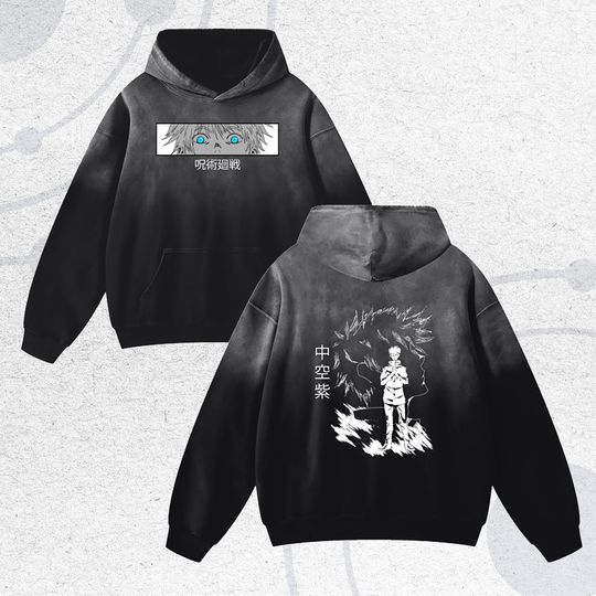 Jujutsu Satoru Anime Acid Wash Oversize Hoodie Satoru Gojo Anime Tee Gift For Him