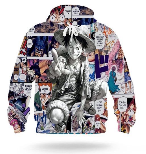 One Piece Characters Anime Hoodie-All Over Print Hoodie- All Over Printed Hoodie, Anime lover