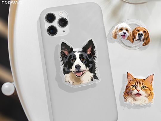 Custom Pet Phone Grip with Personalized Dog and Cat Photos