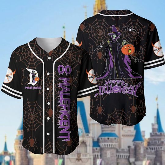 Custom Maleficent Halloween Baseball Jersey, Disney Villain Jersey Shirt, Sleeping Beauty Baseball Shirt, Halloween Gift