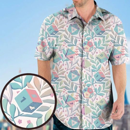 Halloween Hawaiian Shirt, Dice Flower Button Shirt, Dungeons And Dragons Gift