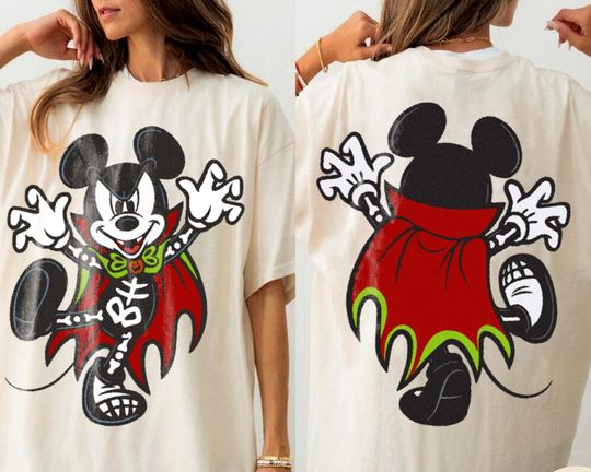 Mickey Skeleton Vampire Shirt, Spooky Season Shirt, Fall Season Trip Shirt, Halloween Party Tee