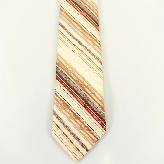 John Remington Neck Tie Mens Brown White Striped Nordic Tribal Light Suit Narrow