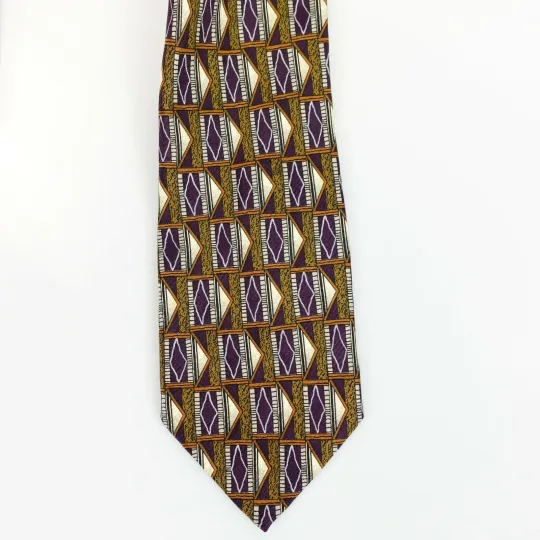 Today’s Man Purple Brown Geometric Abstract Silk Necktie – Classic Casual Style