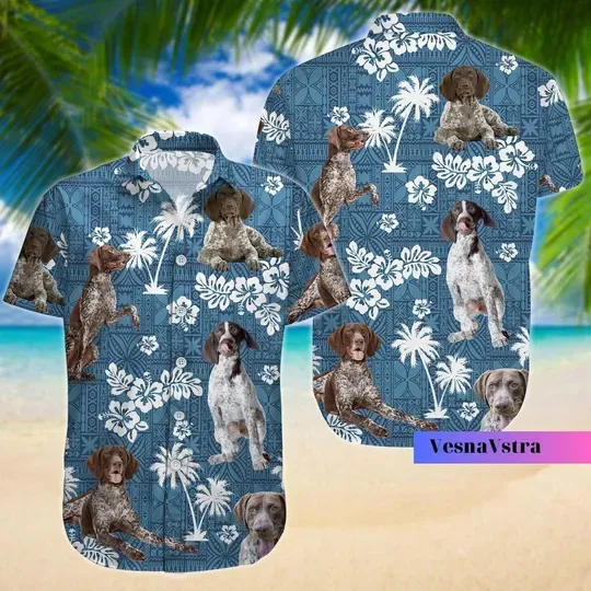 Pointer Dog Hawaiian Shirt, German Shorthaired Pointer Shirt, Pointer Button Shirt, Dog Hawaiian Shirt For Men Women, Dog Aloha Hawaii Shirt