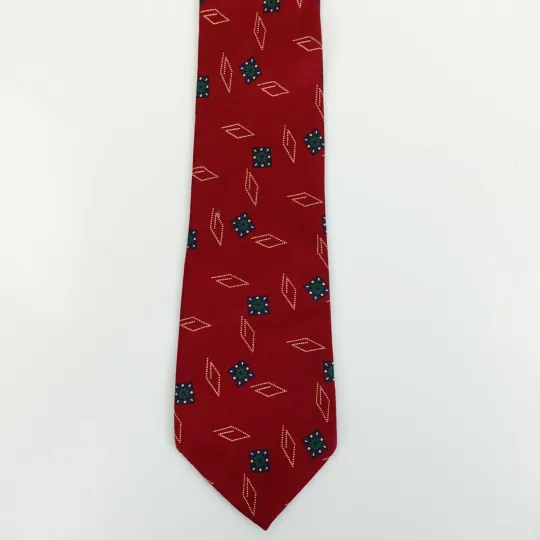 Repp Woven Foulard Neck Tie Men Red Burgundy Silk Abstract Classic Suit