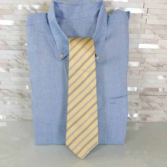 Gotairiku Neck Tie Mens Light Yellow Striped Silk Luxury Light Simple Japan