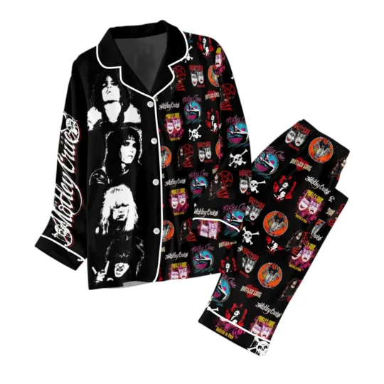 Motley Crue Button Down Pajamas Set