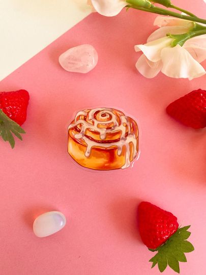 Cute Anime Food Acrylic Phone Grip with Glitter and Epoxy Design