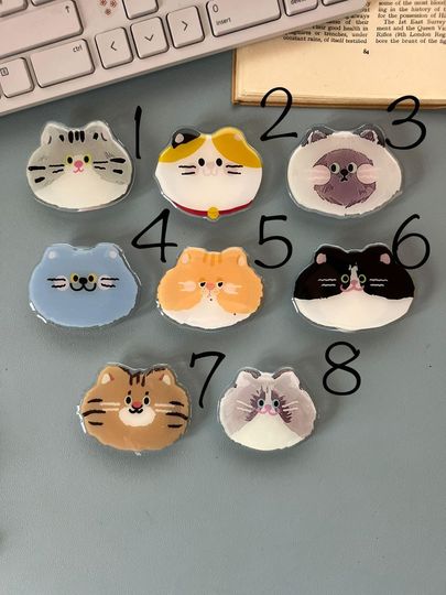 Cute Cartoon Cat Face Phone Grip Universal Phone Stand Mount for Cat Lovers