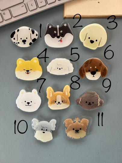 Cute Cartoon Dog Breed Face Phone Grip Universal Phone Stand Holder for Dog Lovers