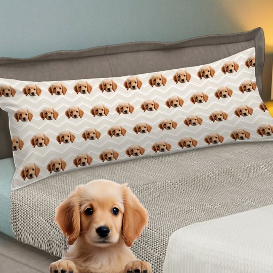 Custom Body Pillow with Pet Faces, Customized Dog/cat face Long Body Pillowcase