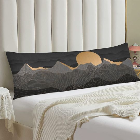 Sun and Wave Pillowcase, Dark Japanese Aesthetic Pillowcase, Interesting Holiday Gifts
