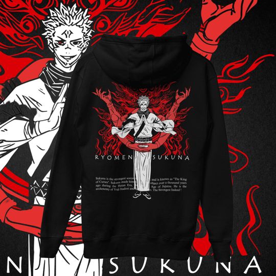Jujutsu Satoru Hoodie, JJK Hoodie, Sukuna Hoodie, Ryomen Sukuna Hoodie, Ryomen Sukuna, Black Anime Hoodie, Anime Hoodie, Anime Gifts For Him