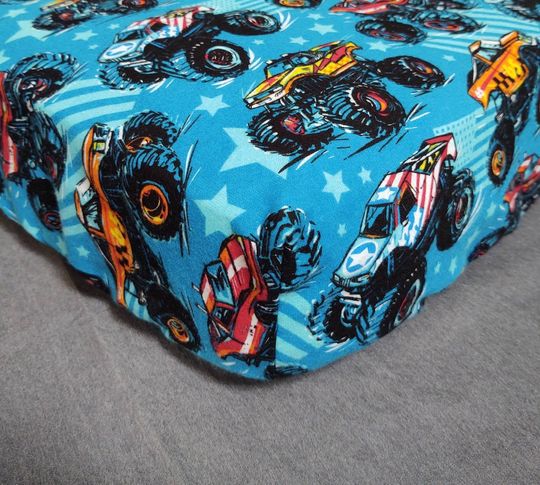 Monster Truck Premium Flannel Toddler Bedding , Crib Cover for Baby