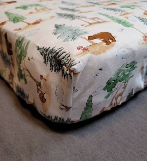 Woodland Brown Bear & Fox Cotton Nursery Bedding , Crib Cover for Baby